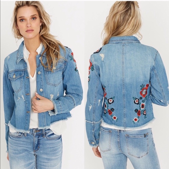 Floral denim jacket NWT buffalo David Britton red - Picture 2 of 8